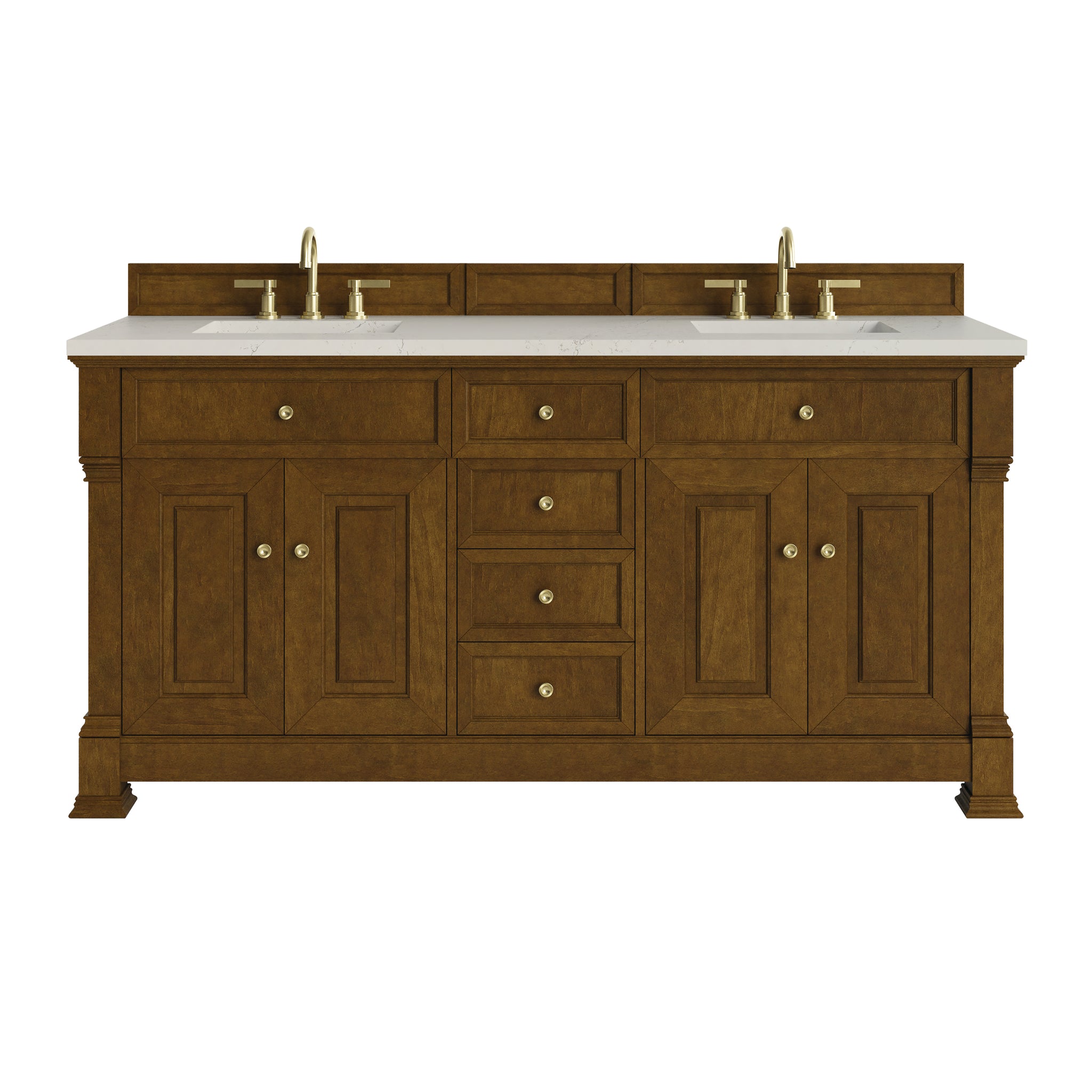 James Martin Brookfield 72" Double Bathroom Vanity, Honey Oak with Siberian countertop
