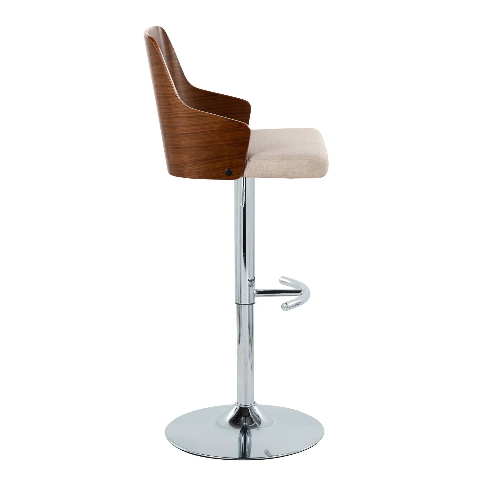 Ariana - Mid Century Modern Adjustable Barstool Stool With Swivel With Rounded T Footrest (Set of 2) by Unique Piece Furniture