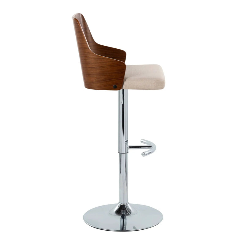 Ariana - Mid Century Modern Adjustable Barstool Stool With Swivel With Rounded T Footrest (Set of 2) by Unique Piece Furniture