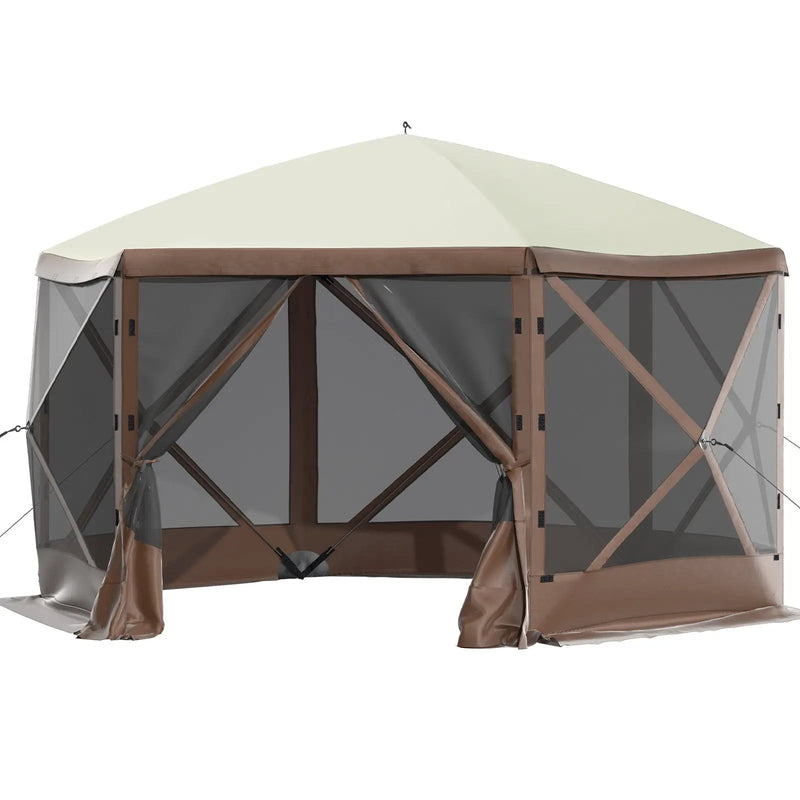 Camping Gazebo Tent, 10'x10', 6-Sided Pop-up Canopy Screen Tent by HouseOfZazla