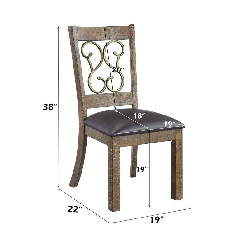 Raphaela - Side Chair (Set of 2) - Black Synthetic Leather & Weathered Cherry by Unique Piece Furniture