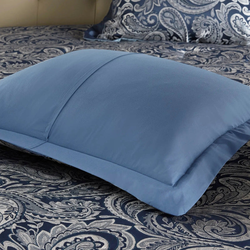 12 Piece Comforter Set with Cotton Bed Sheets Navy Queen by HouseOfZazla