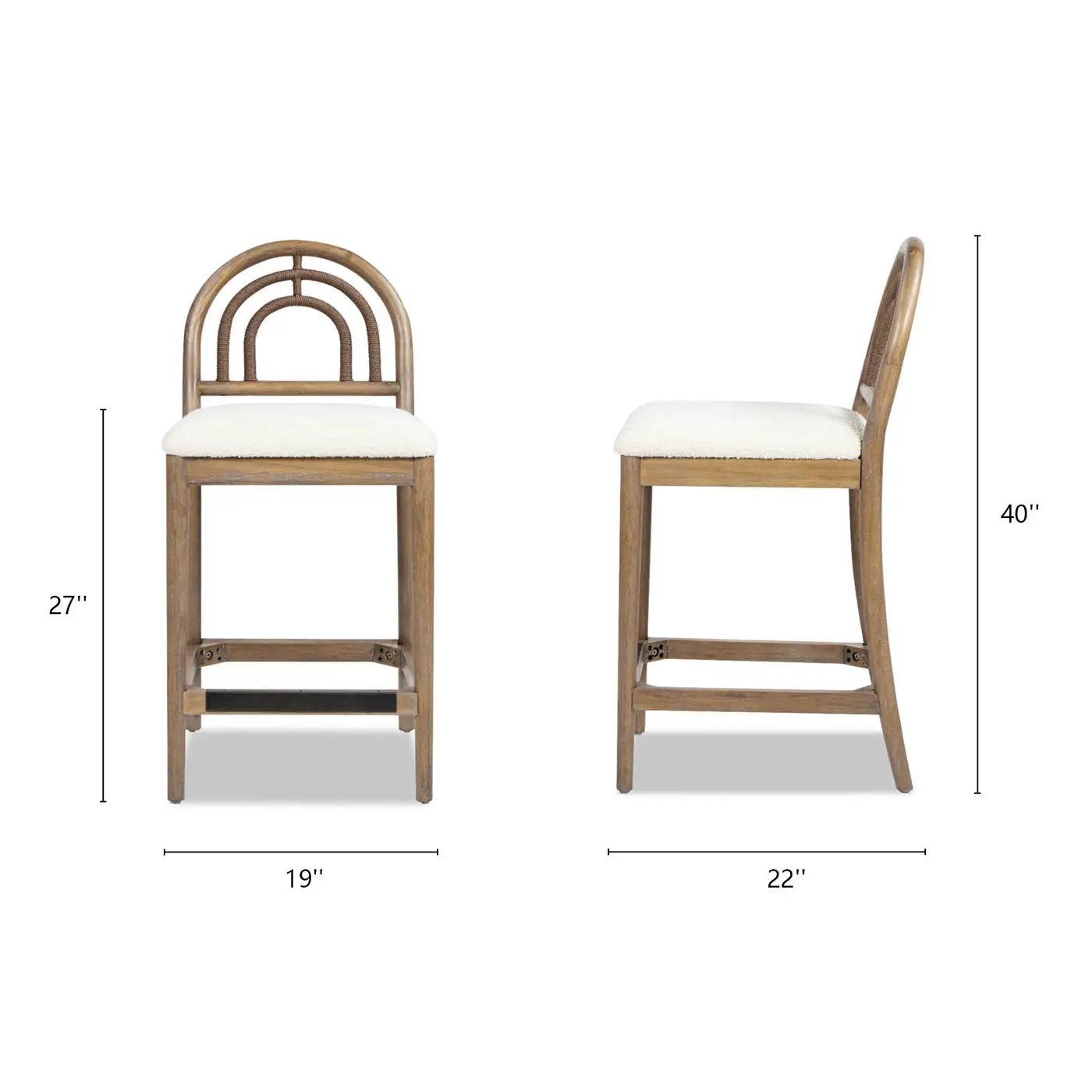 Leon - Arched Back & Upholstered Counter Stool (Set of 2) - Ivory White by HouseOfZazla