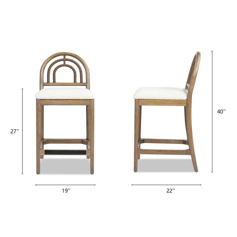 Leon - Arched Back & Upholstered Counter Stool (Set of 2) - Ivory White by HouseOfZazla