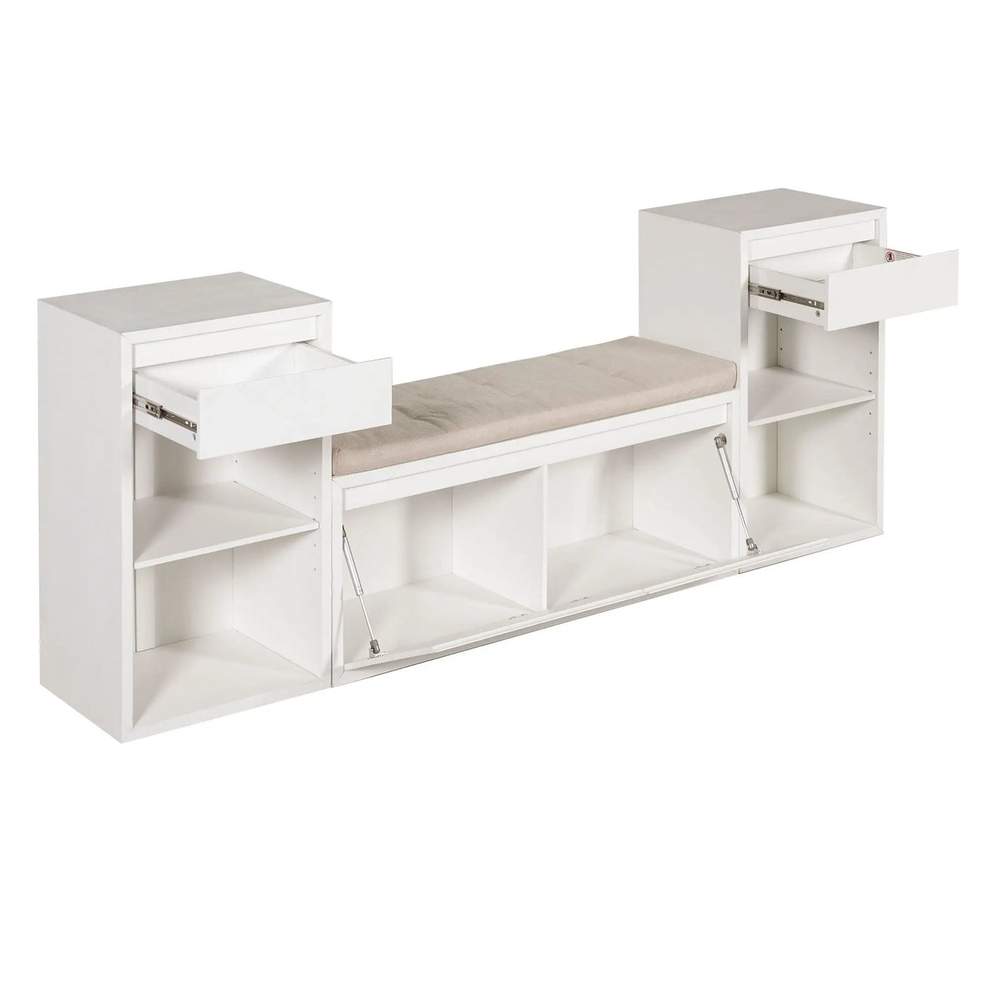 Entryway Storage Bench With Cushion, Drawers & Open Shelves by Unique Piece Furniture
