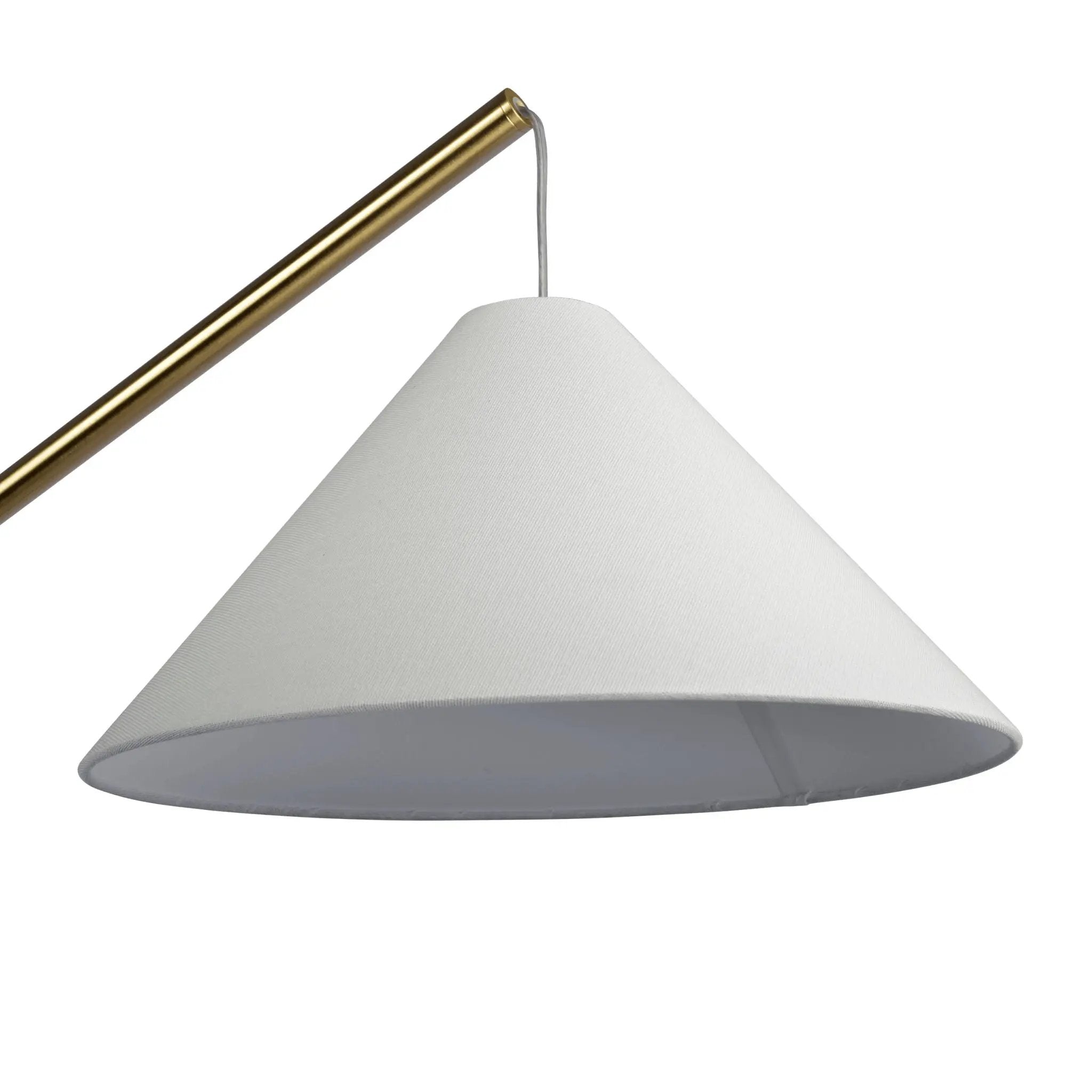 Lisbon - Floor Lamp With On / Off Switch Coned Base Hanging Shade - Antique Brass / White by HouseOfZazla