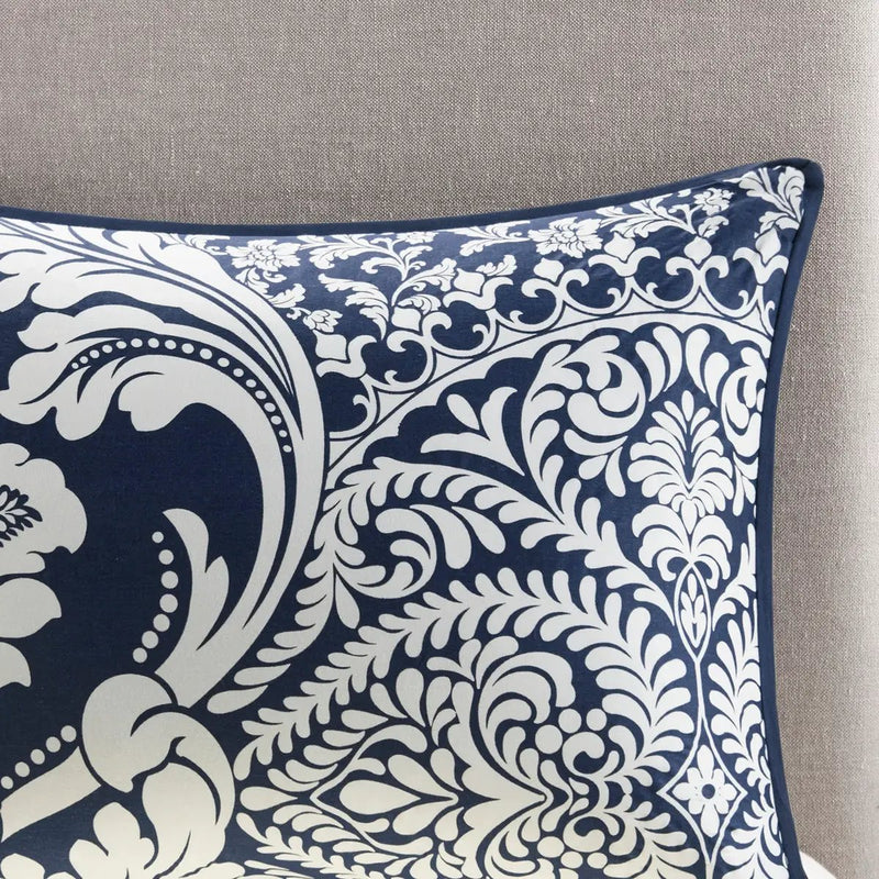 7 Piece Cotton Printed Comforter Set - Indigo - Cal King by HouseOfZazla