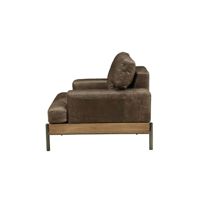 Silchester - Chair - Distress Chocolate Top Grain Leather & Oak by Unique Piece Furniture