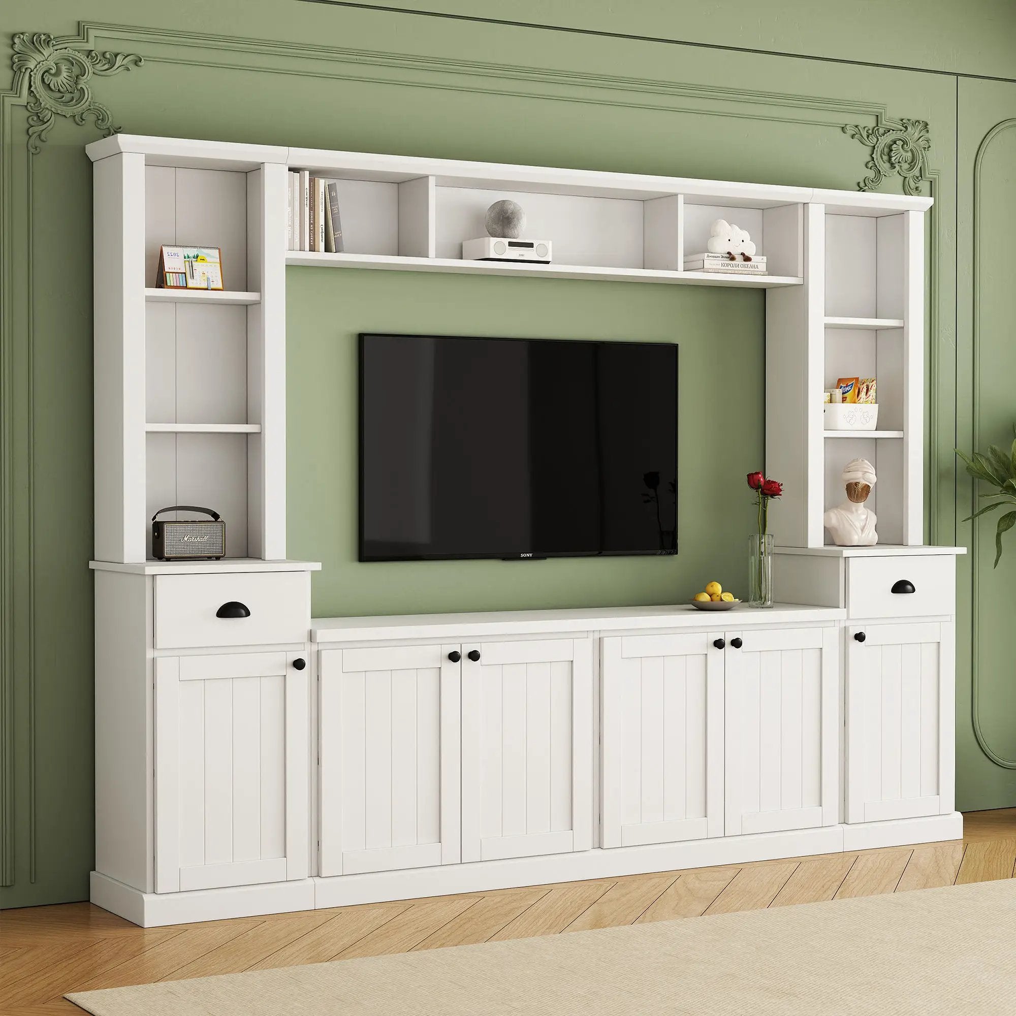Minimalist Entertainment Wall Unit Set With Bridge For TVs Up To 75" by Unique Piece Furniture