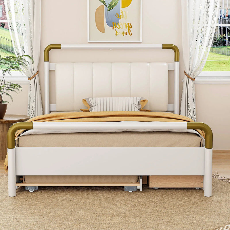 Storage Platform Bed, With 2 Big Drawers, Trundle by Unique Piece Furniture