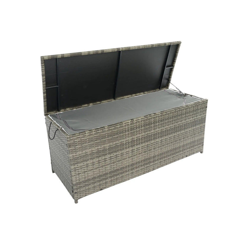 Outdoor Storage Box, Wicker Patio Deck Boxes With Lid, Outdoor Cushion Storage For Kids Toys, Pillows, Towel, Wicker by HouseOfZazla