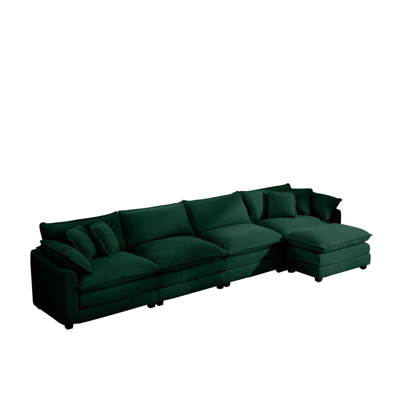 Modern Oversized Modular Cushion Sofa With Ottoman, Low Back, Deep Seating Sofa Set by Unique Piece Furniture