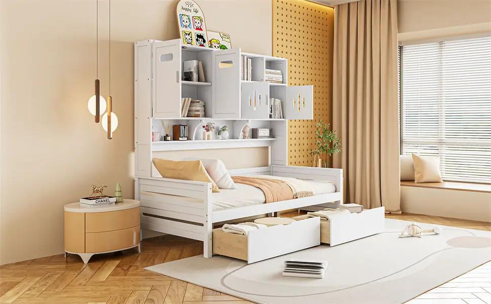 Daybed With All-In-One Cabinet And Shelf by HouseOfZazla