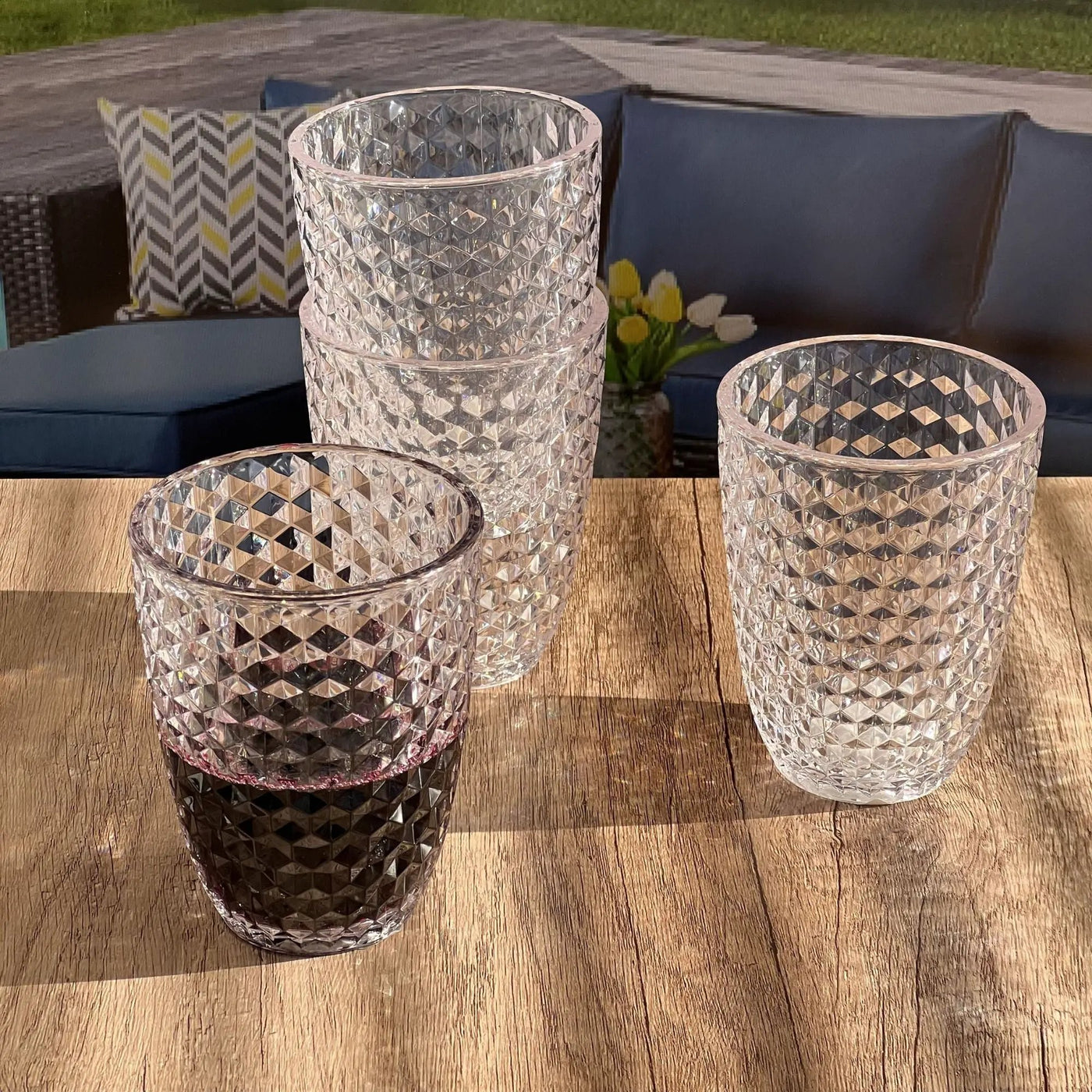 Leading Ware Diamond Cut Acrylic Glasses Drinking (Set of 4) by HouseOfZazla