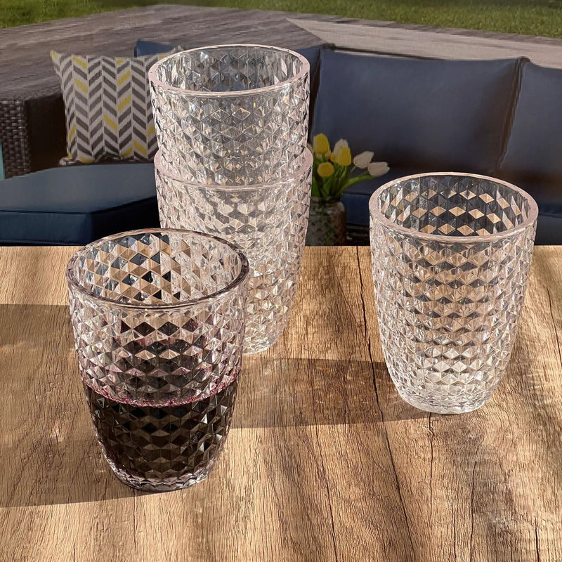 Leading Ware Diamond Cut Acrylic Glasses Drinking (Set of 4) by HouseOfZazla