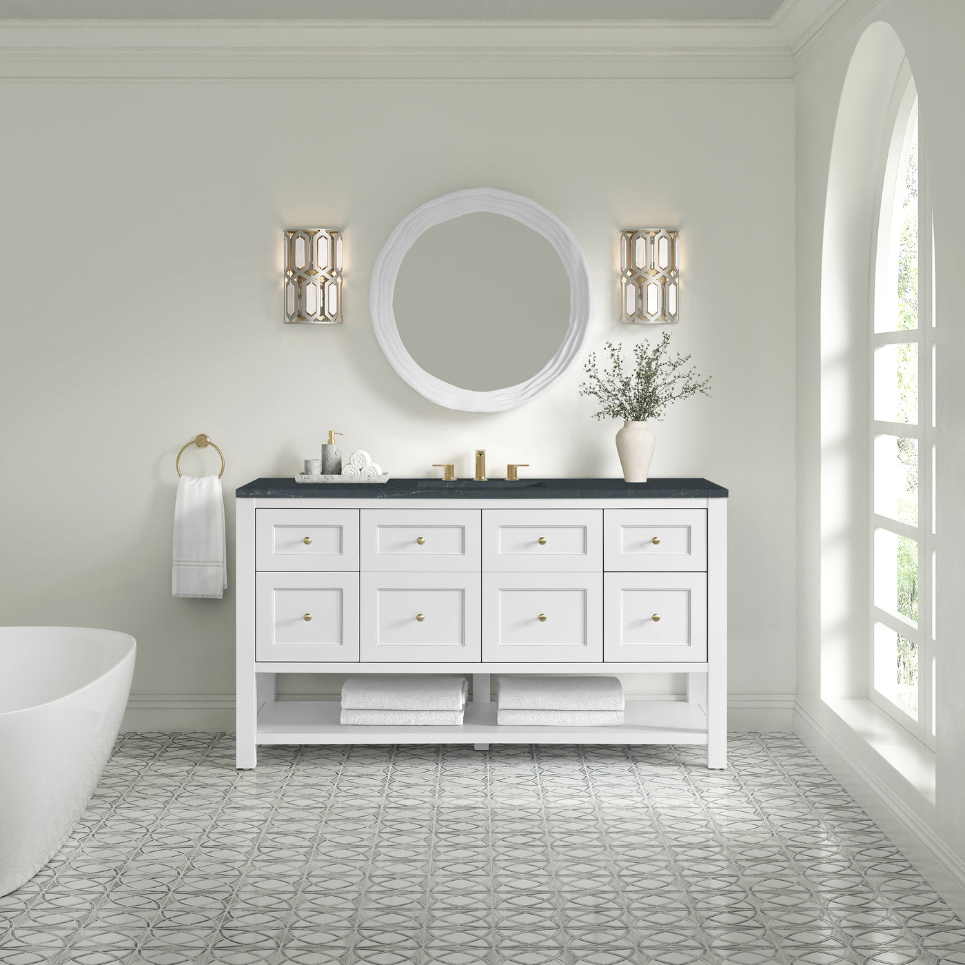James Martin Breckenridge 60" Single Bathroom Vanity, Bright White, view 34