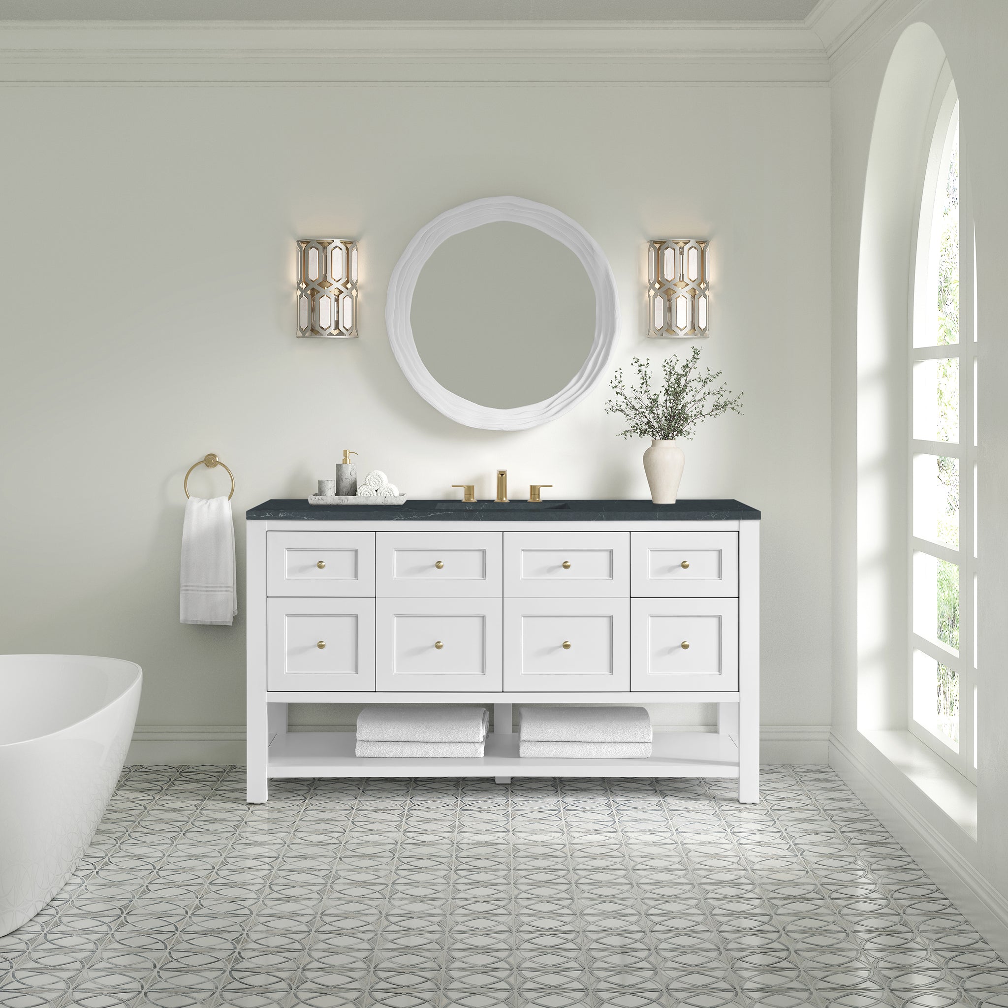 James Martin Breckenridge 60" Single Bathroom Vanity, Bright White, view 34