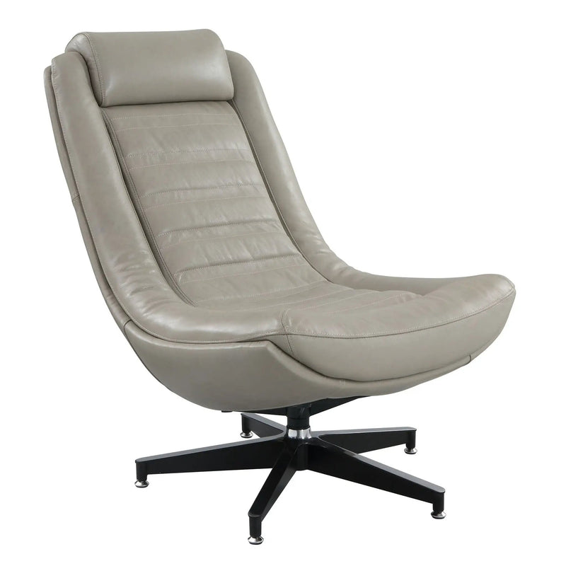 Piran - Top Grain Leather Accent Chair With Swivel - Twilight by HouseOfZazla
