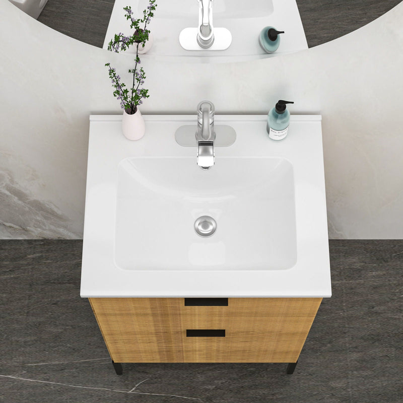 Rectangular Single Vanity Top With 1 Faucet Hole And Overflow Ceramic by HouseOfZazla
