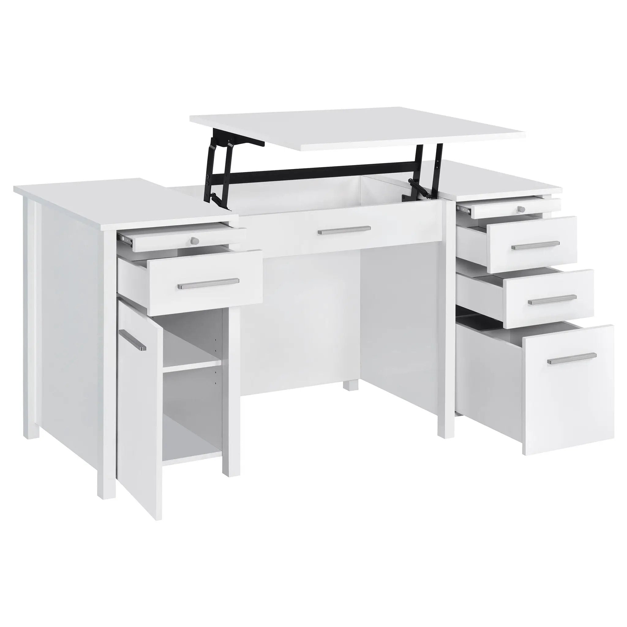 Dylan 60-inch 4-drawer Lift Top Office Desk White High Gloss by Unique Piece Furniture