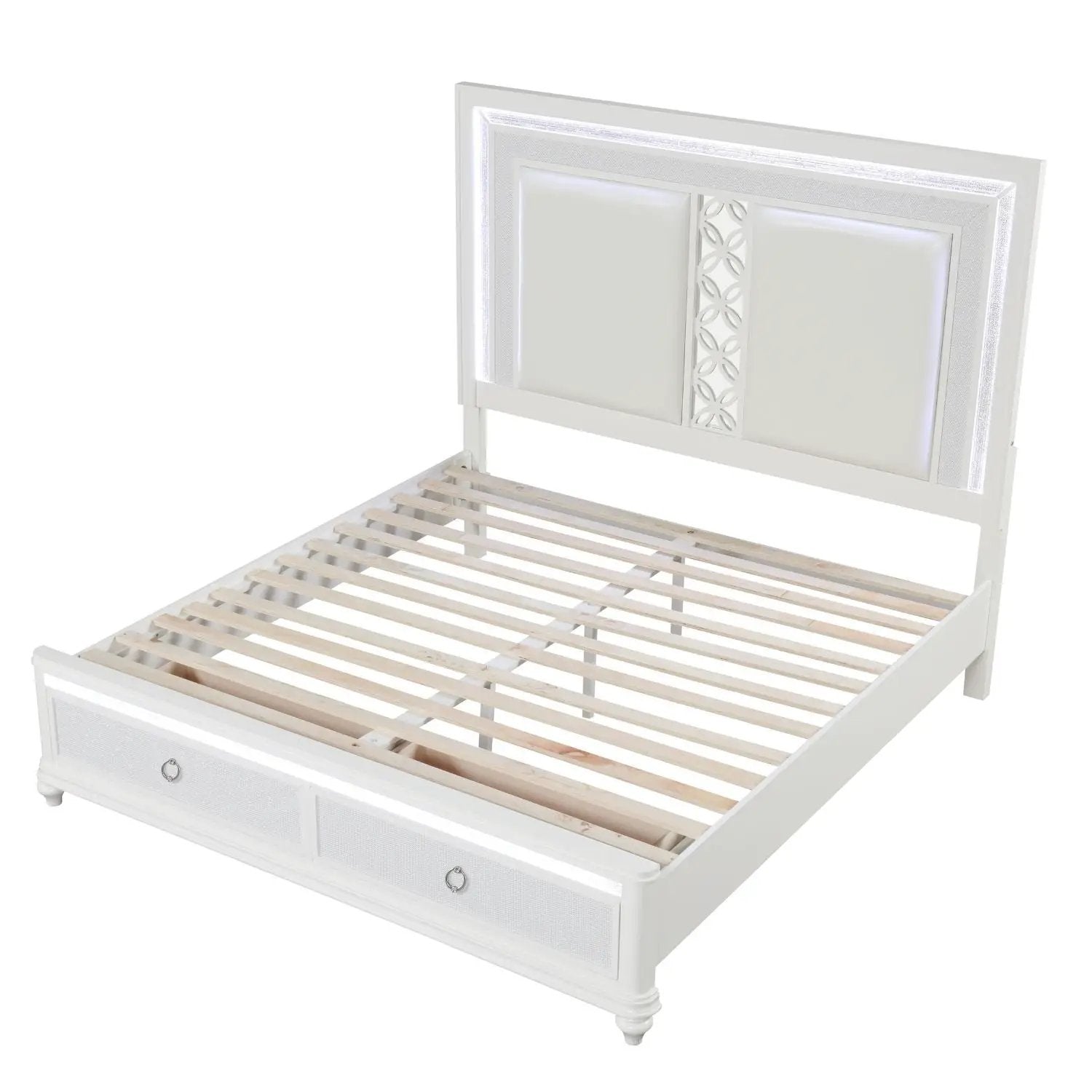 Abigale - Bed & LED Lighting And 2 Drawer Storage Footboard by HouseOfZazla