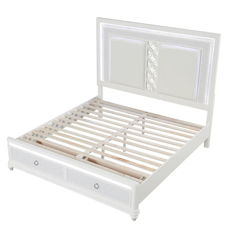 Abigale - Bed & LED Lighting And 2 Drawer Storage Footboard by HouseOfZazla