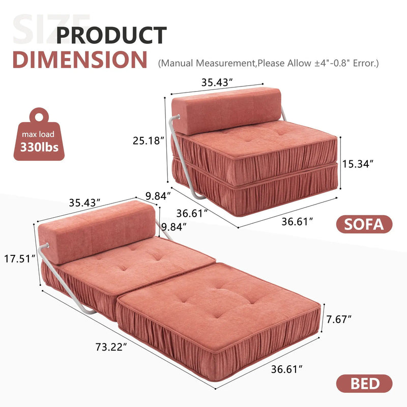 Folding Sofa With Removable Back Cushion, Convertible Futon Sleeper Chair by Unique Piece Furniture