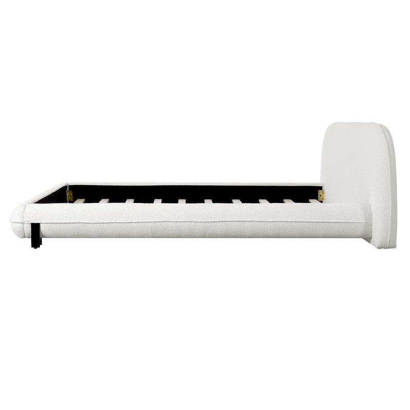 King Size Bed Frame with Boucle Fabric and Thick Headboard by HouseOfZazla