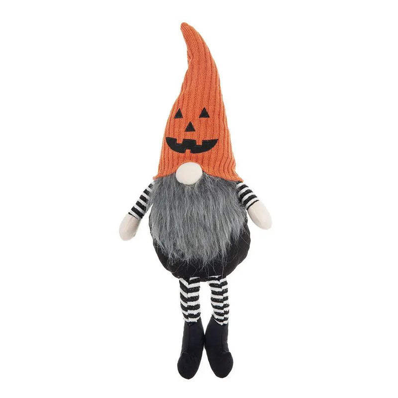 Sitting Gnome With Knit Hat, For Halloween Decor - Black / Orange / White by Unique Piece Furniture