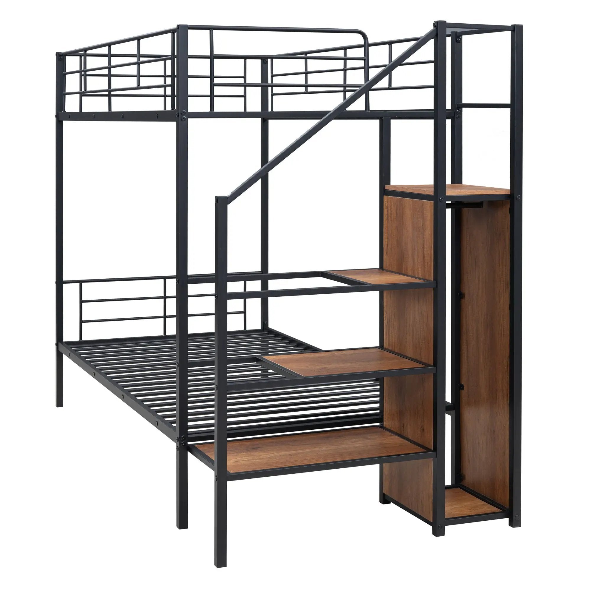 Bunk Bed With Lateral Storage Ladder And Wardrobe by HouseOfZazla
