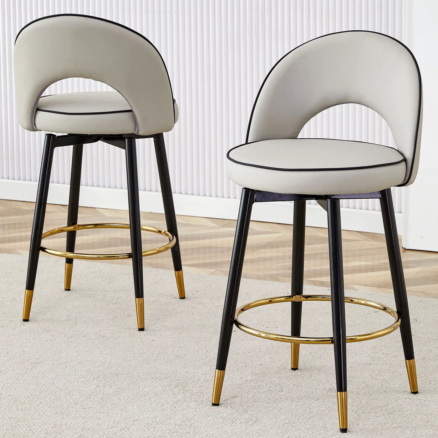 Modern Upholstered 360° Rotatable Bar Chair With Metal Legs For Dining Room (Set of 2) by Unique Piece Furniture