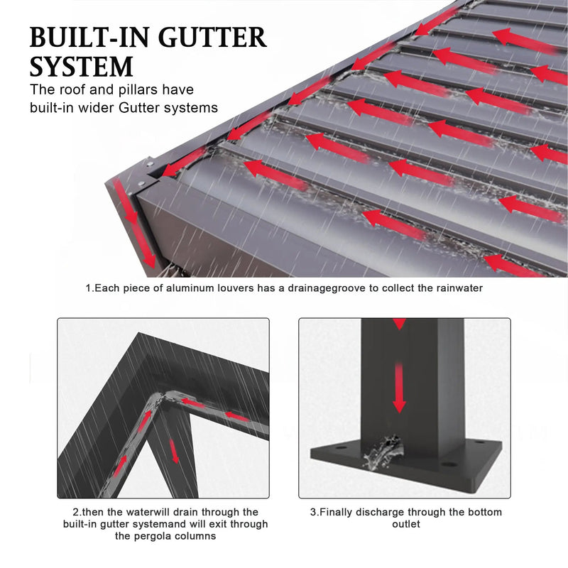 8610J Louver Pergola 10x19ft Aluminum Frame & Louvers by HouseOfZazla