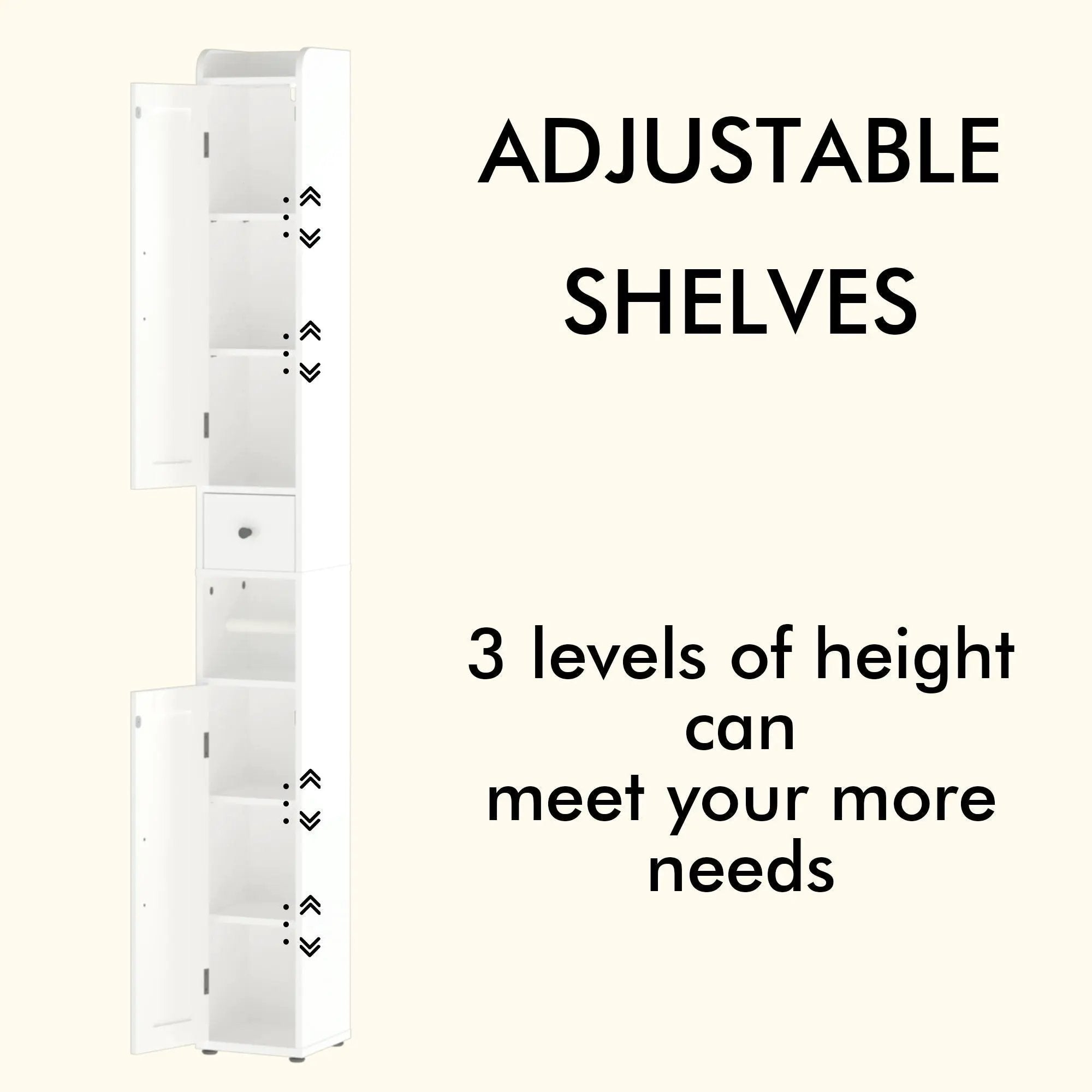 Slim Tall Bathroom Storage Cabinet With Adjustable Shelves, 2 Doors Freestanding Cabinet - White by HouseOfZazla