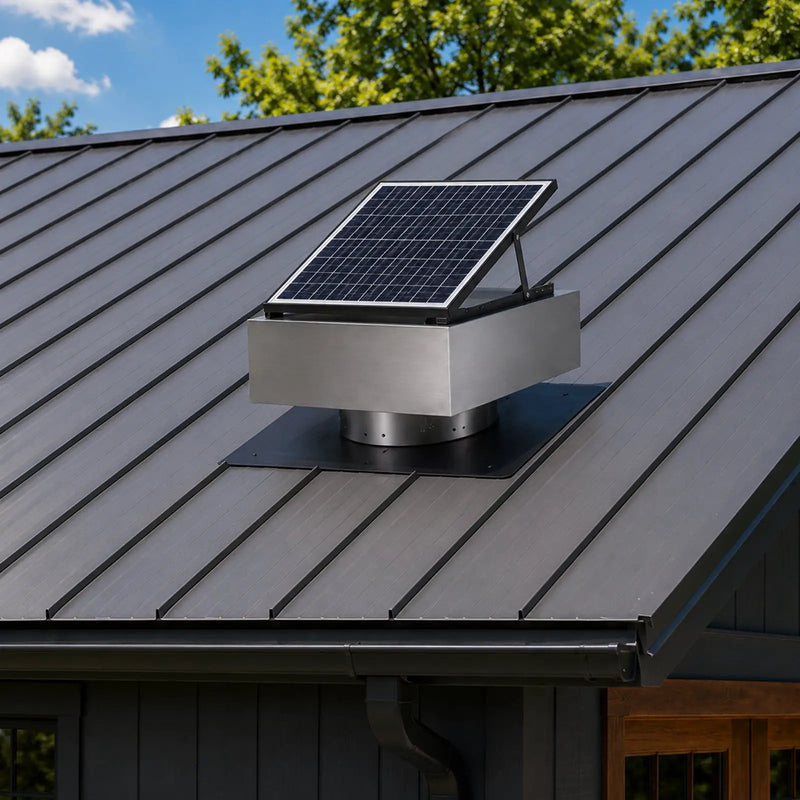 12" Stainless Steel Solar Roof Vent Fan, 40W Tilt Adjustable Solar Panel by HouseOfZazla