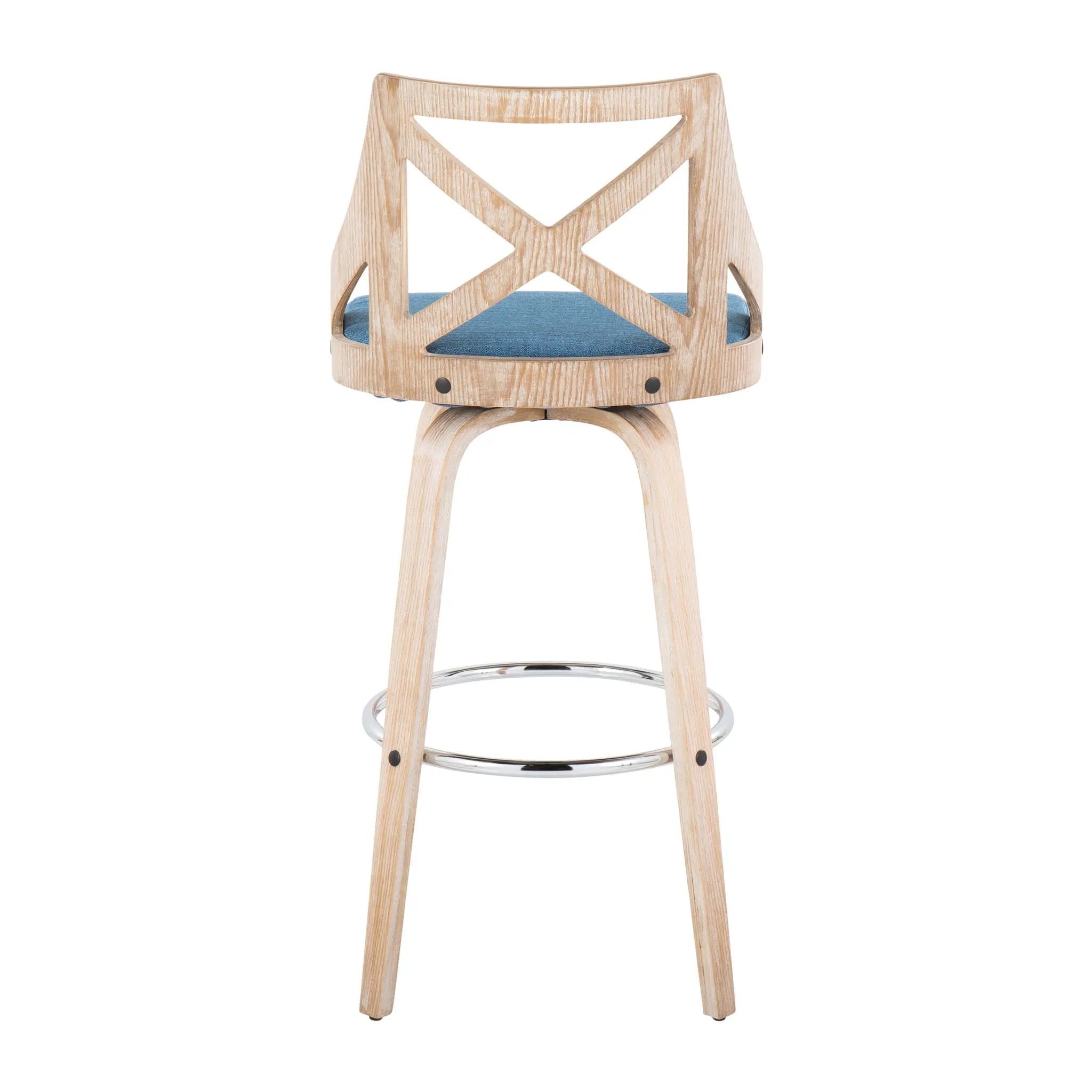 Charlotte - Farmhouse Fixed Height Bar Stool With Swivel And Round Footrest (Set of 2) by Unique Piece Furniture