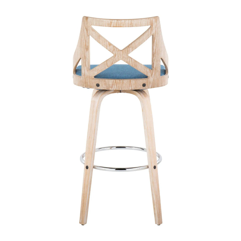 Charlotte - Farmhouse Fixed Height Bar Stool With Swivel And Round Footrest (Set of 2) by Unique Piece Furniture