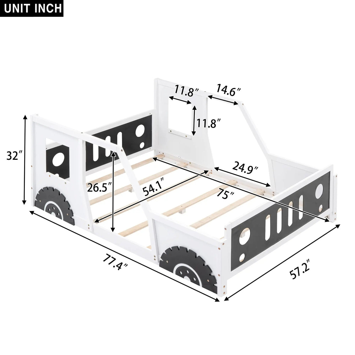 Classic Car Shaped Platform Bed With Wheels by HouseOfZazla
