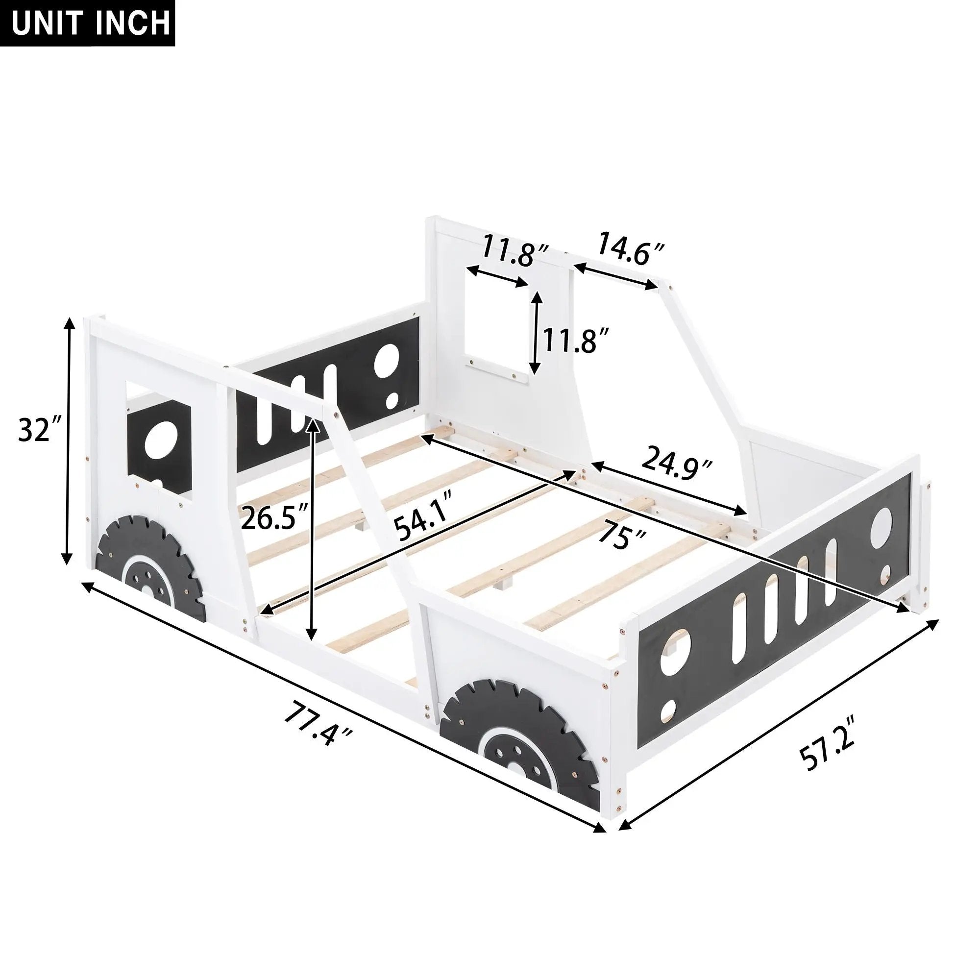Classic Car Shaped Platform Bed With Wheels