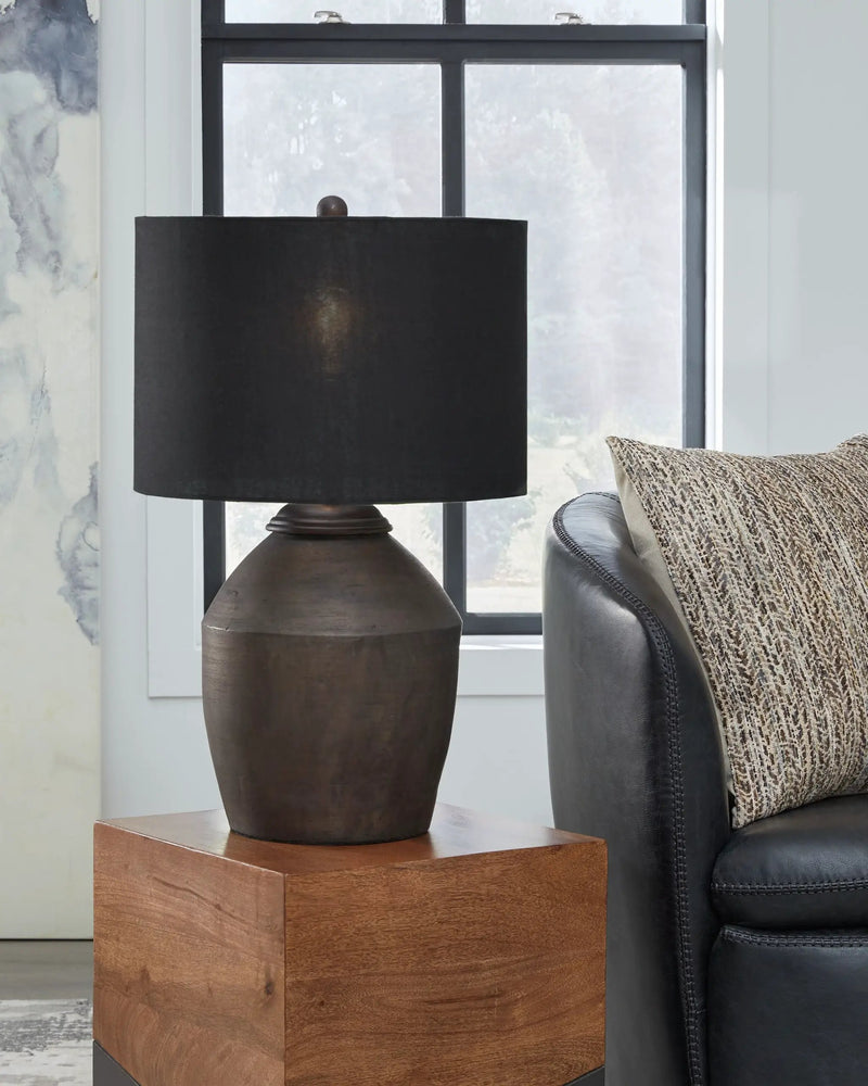 Naareman - Terracotta Table Lamp - Metallic Black by Unique Piece Furniture