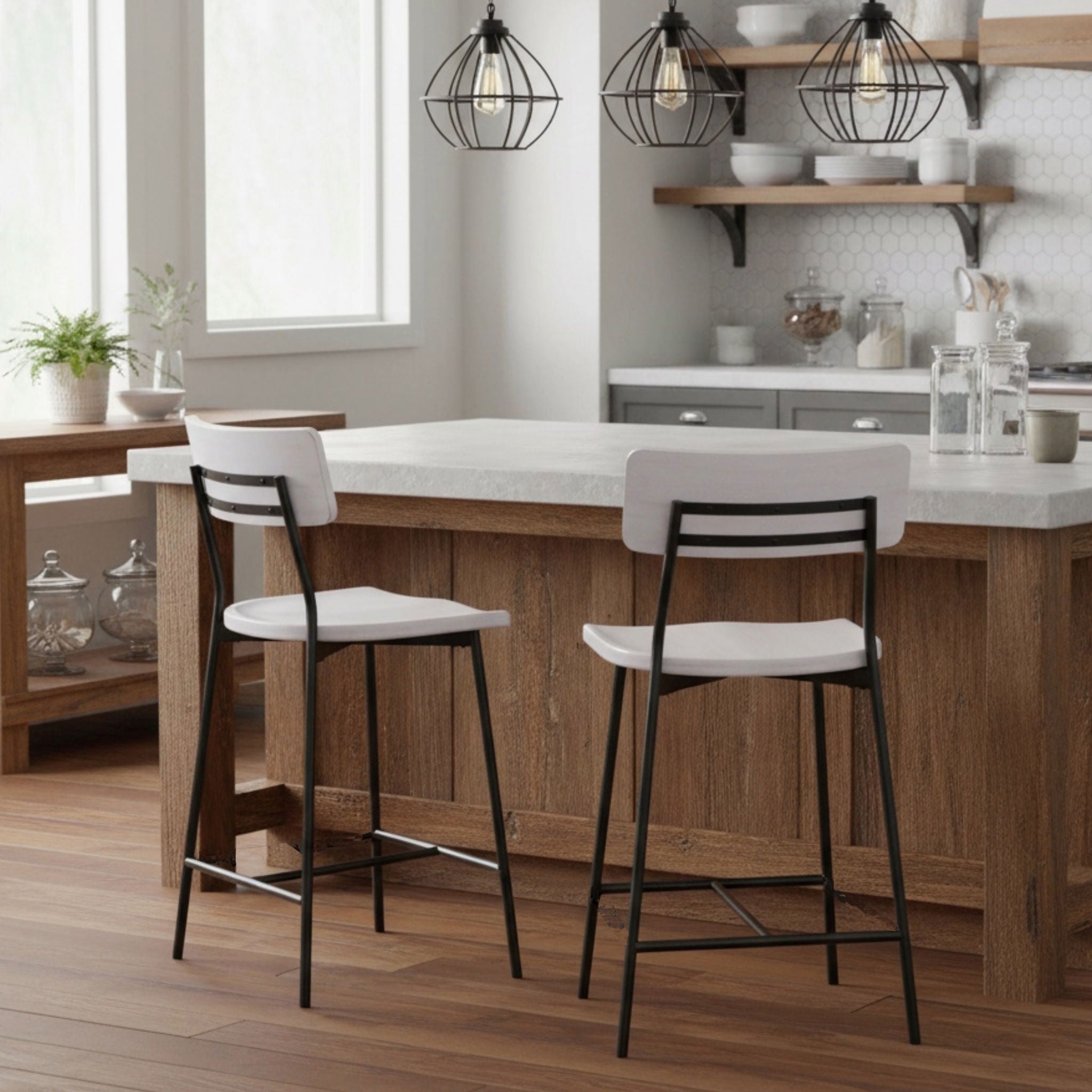 Badin - Counter Stool - White Washed by HouseOfZazla