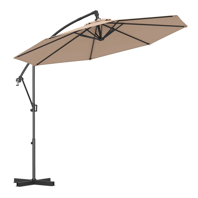 10 Feet Offset Hanging Umbrella with Base and Infinite Tilt by DirectDeals