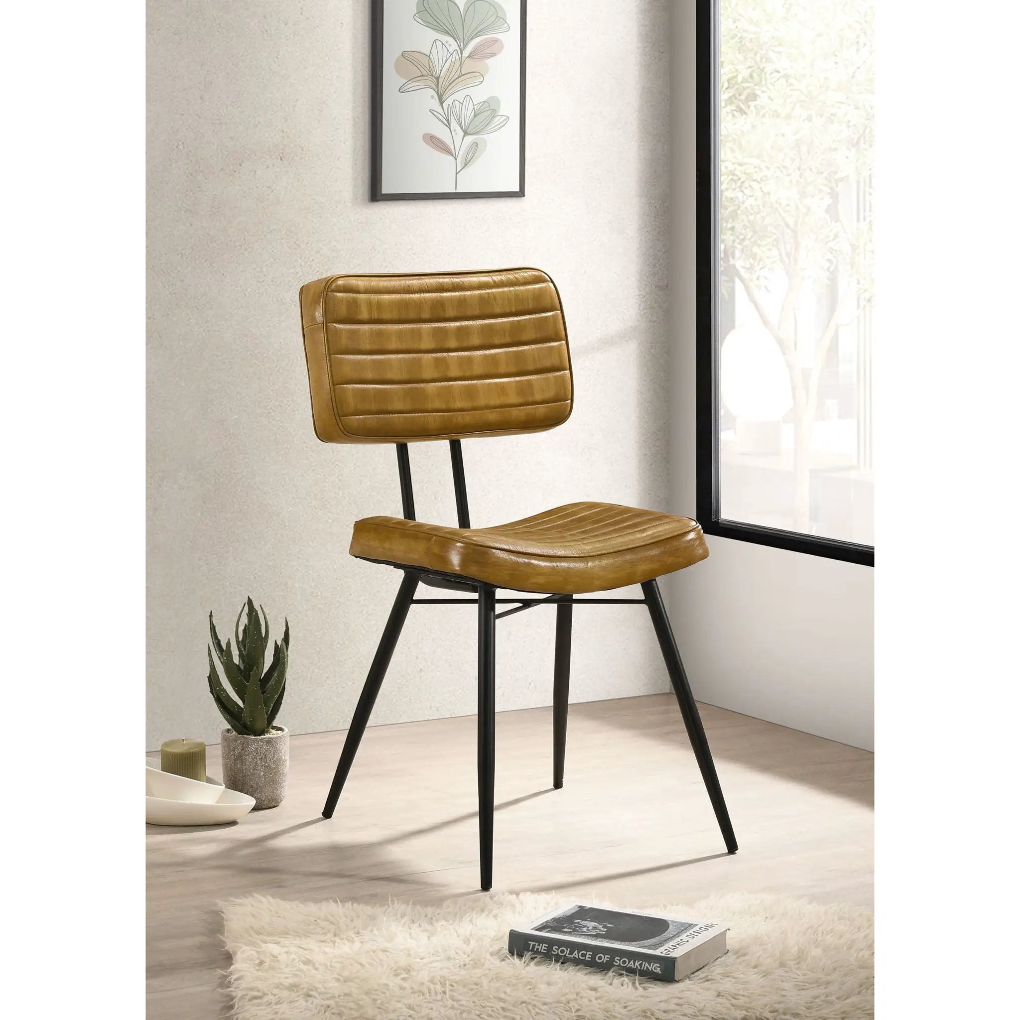 Tufted Side Chairs Upholstery And Tapered Legs (Set of 2) - Camel by HouseOfZazla