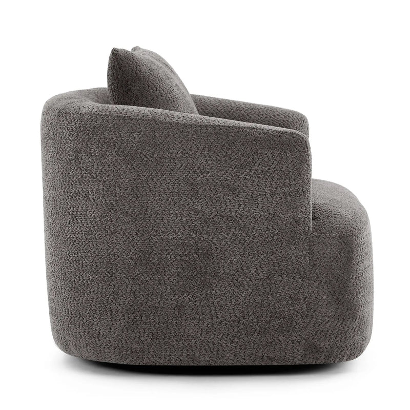 360° Swivel Barrel Sofa Chair With Throw Pillow, Upholstered Accent Chair by HouseOfZazla