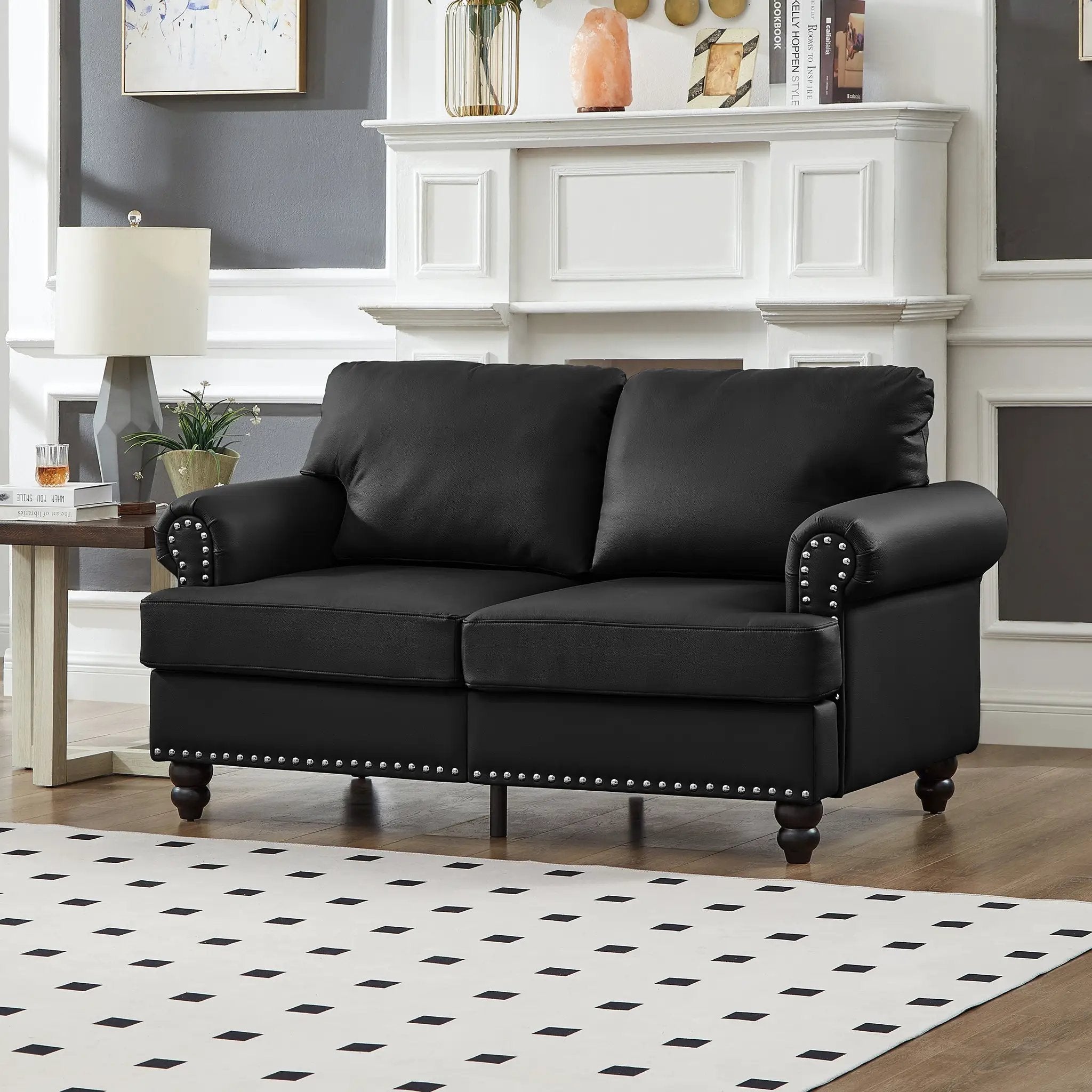 59.5" Modern Classic Design Loveseat Leather Couch by HouseOfZazla