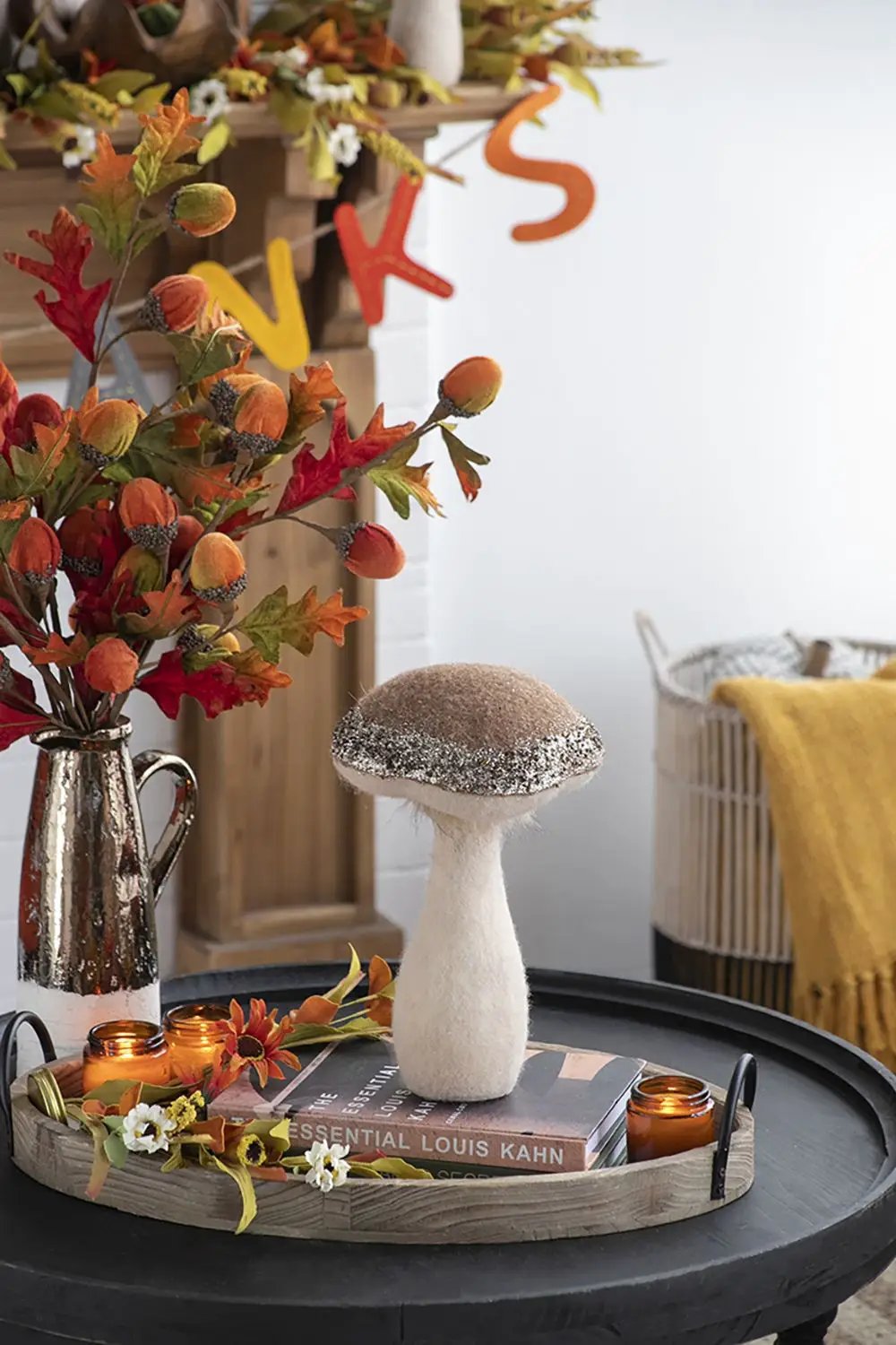 Mushroom Holiday Ornament, For Harvest Festival Fall Festival & Thanksgiving Table Decorations (Set of 2) - Beige / Light Brown by Unique Piece Furniture