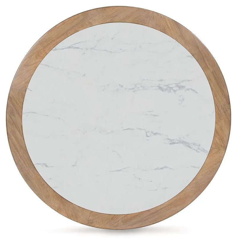 Camdill - Round Cocktail Table - Light Brown / White by Unique Piece Furniture