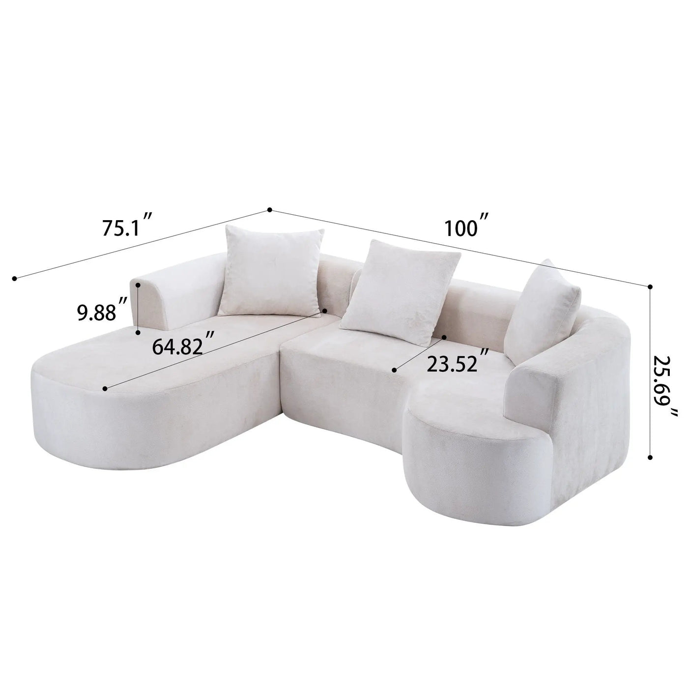 Modular Sectional Sofa With L Shape Chaise With Deep Seat by Unique Piece Furniture