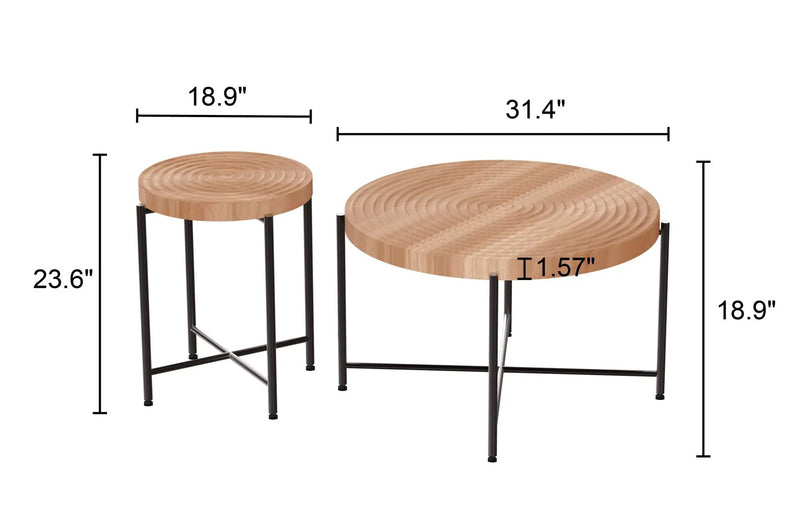 Coffee And End Table Set Waterproof Cover (Set of 2) - Natural Wood / Brown by Unique Piece Furniture