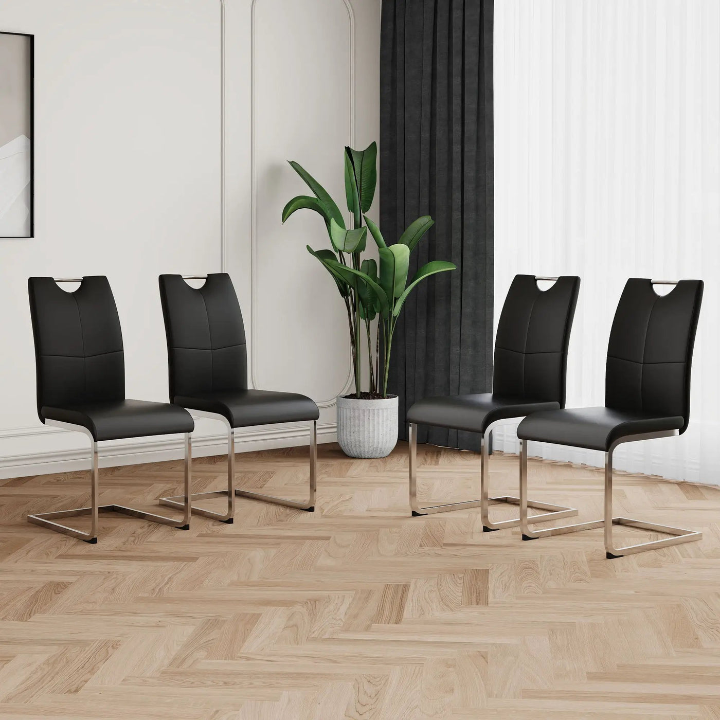 Modern Dining Chairs With Padded Seat And Metal Legs by Unique Piece Furniture
