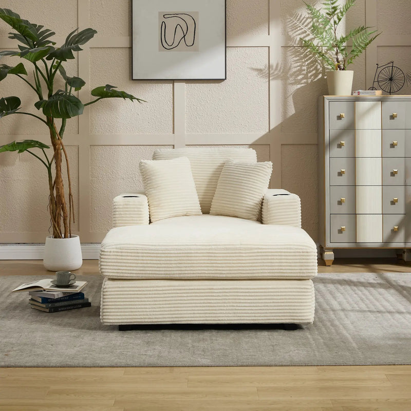 Corduroy Upholstered Chaise Lounge Sofa by HouseOfZazla
